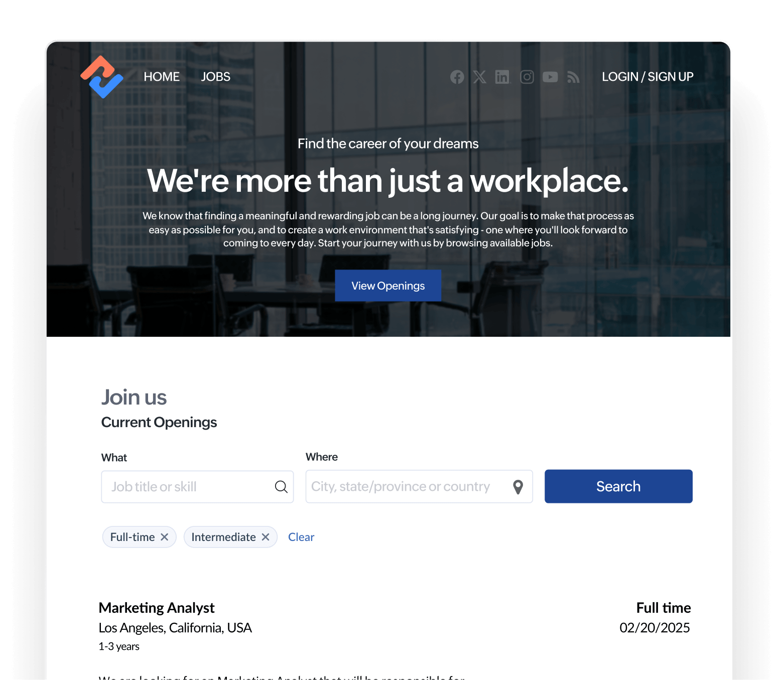 Career site in Zoho People Plus