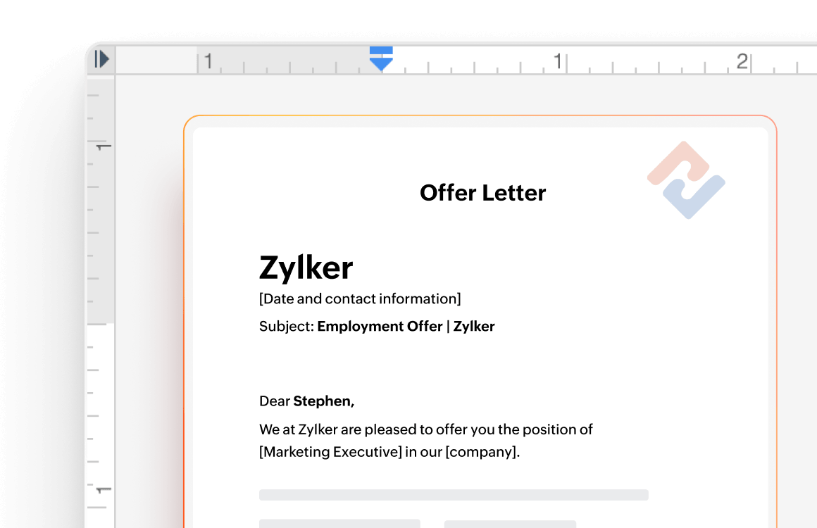 Custom offer letter templates in Zoho People Plus
