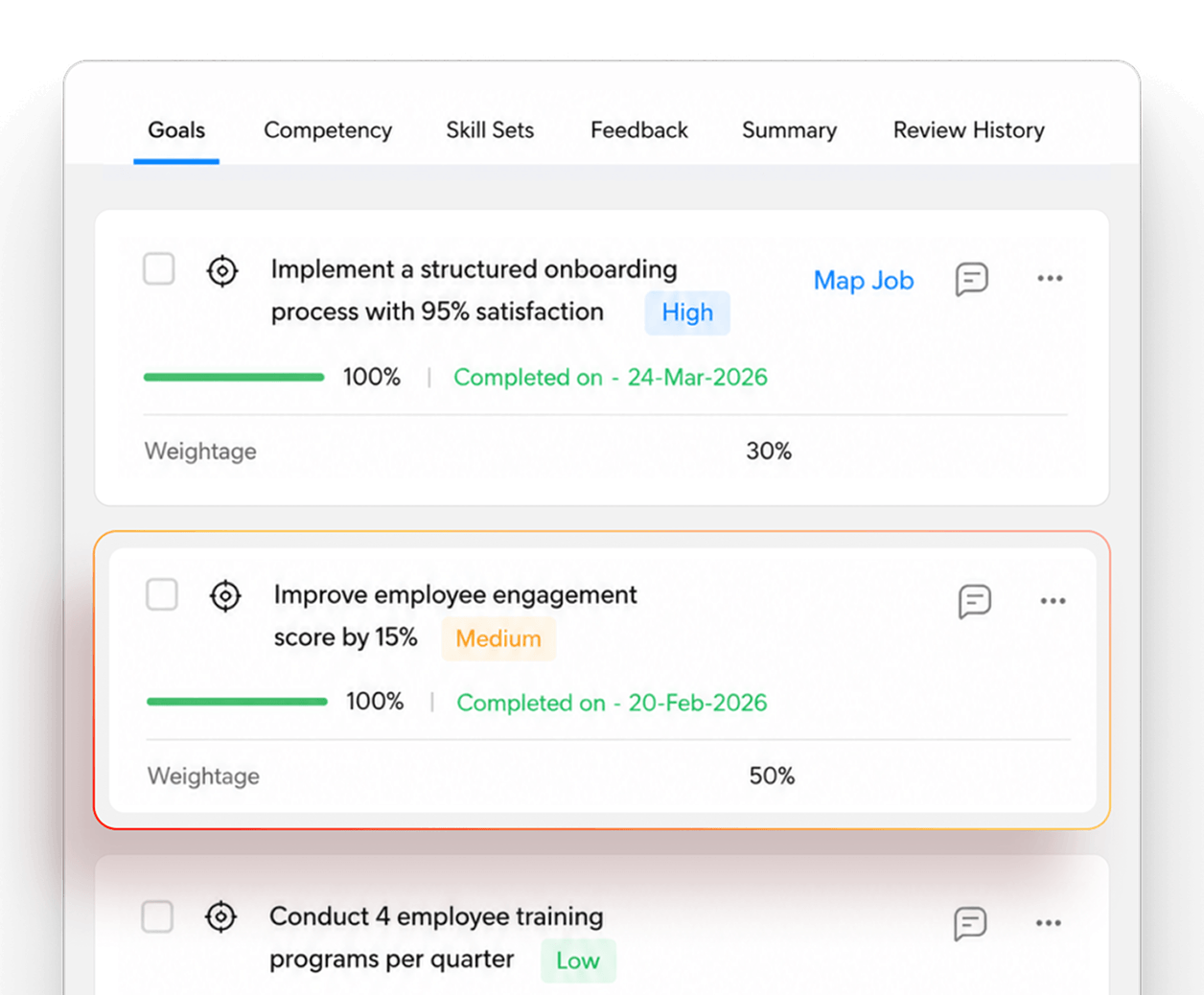 Goal tracking and appraisal review dashboard in Zoho People Plus