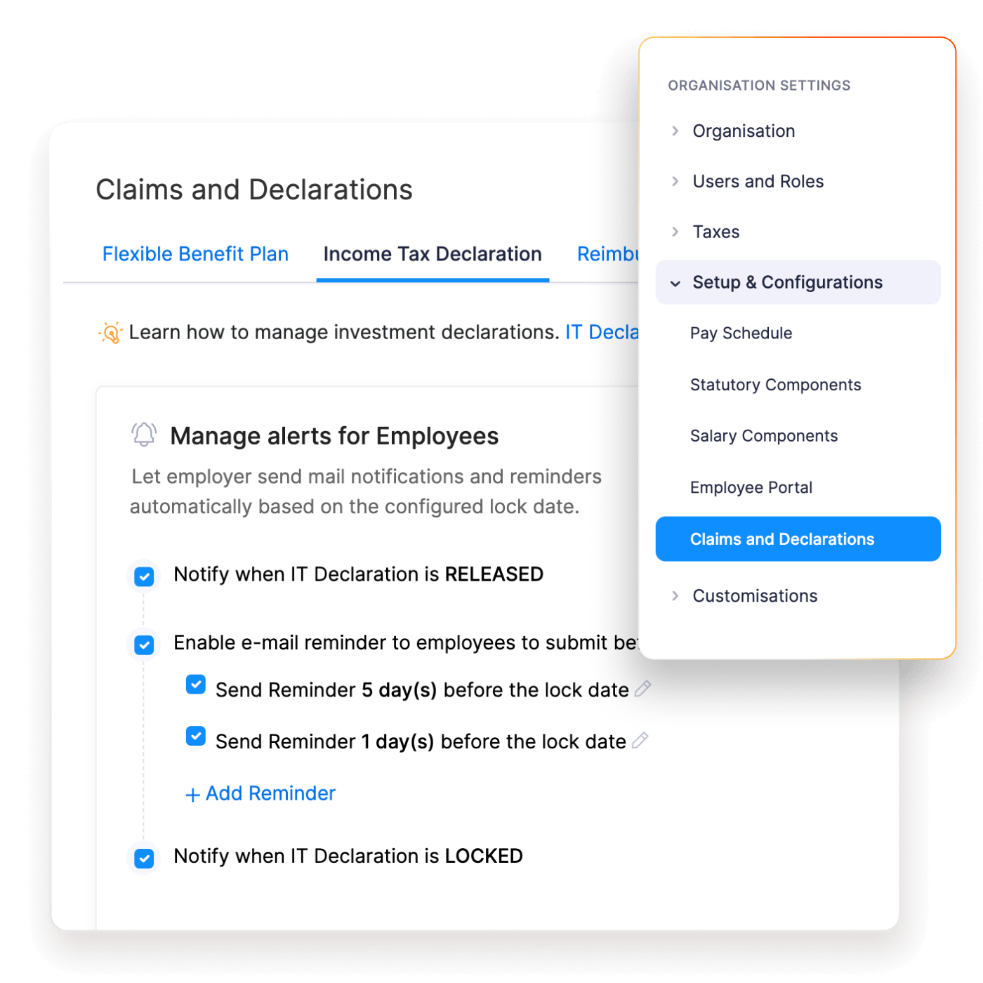 Claims and declaration in Zoho People Plus