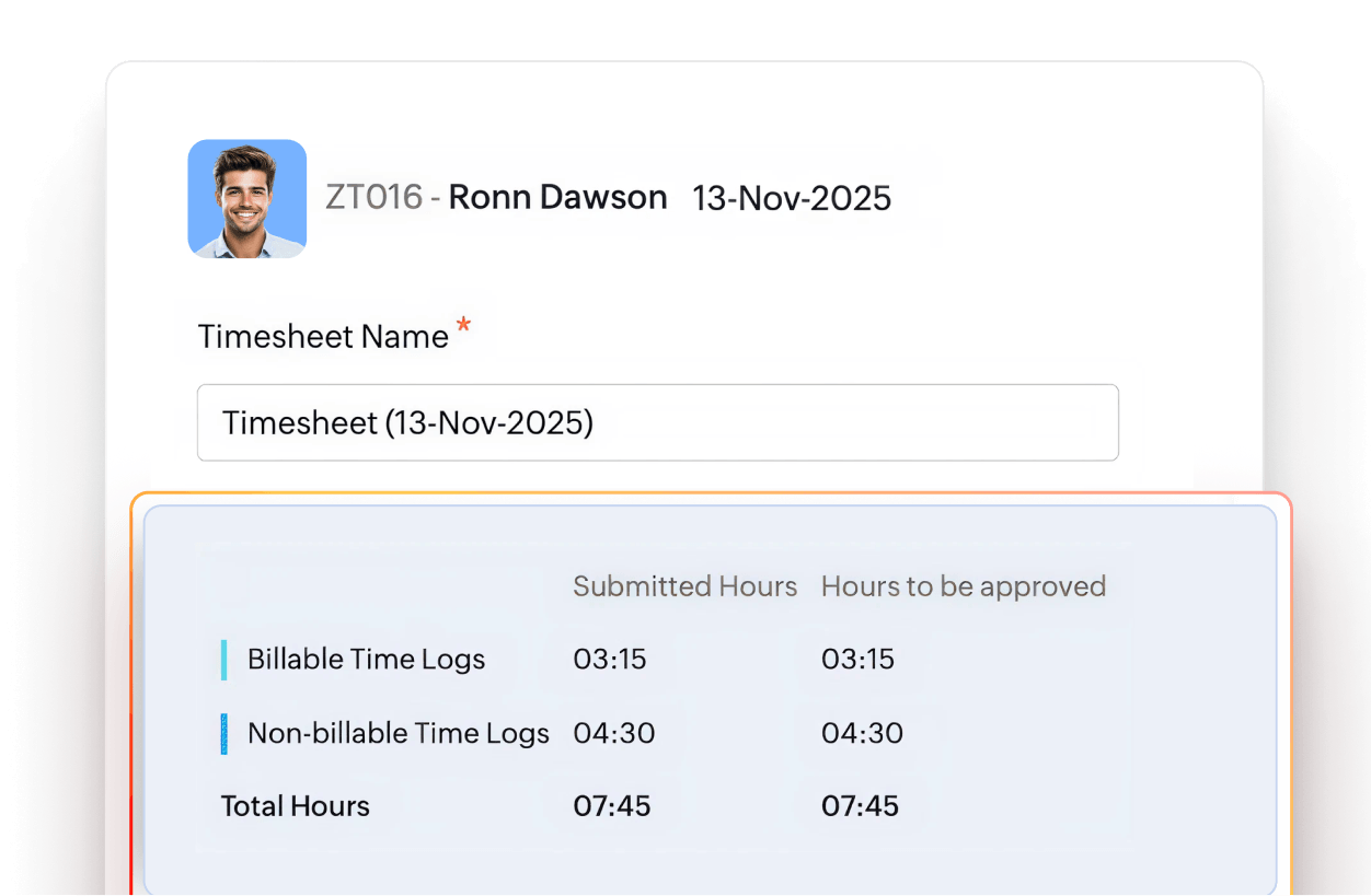 Timesheet management dashboard