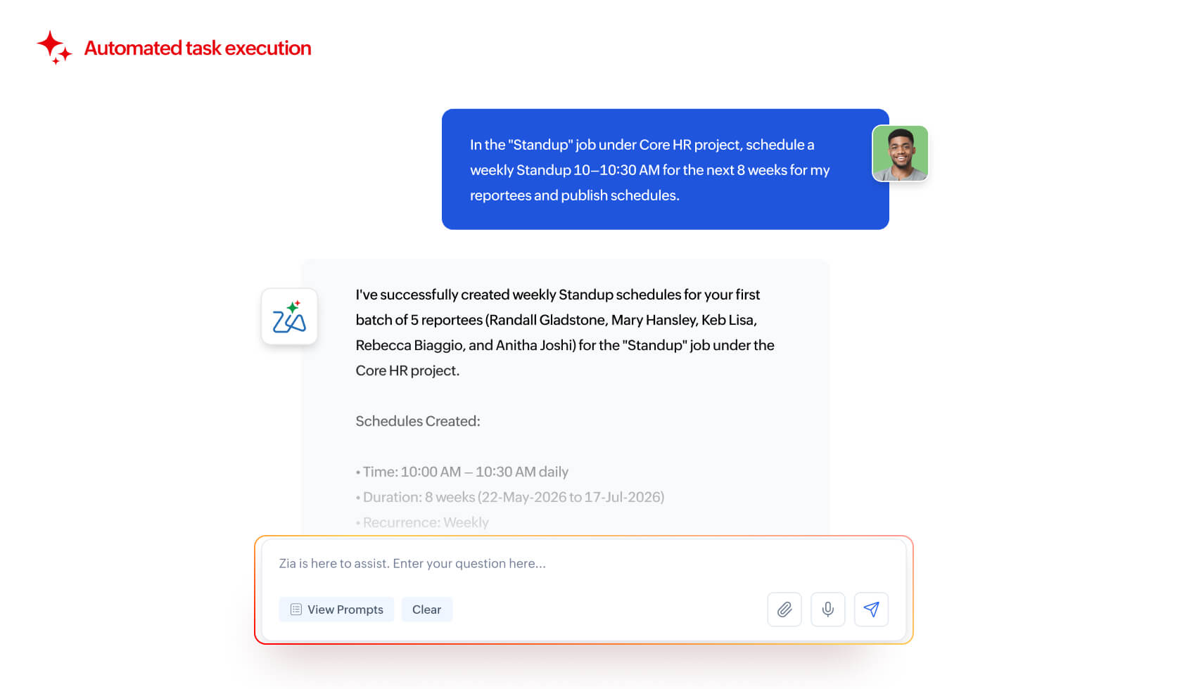 Automating HR processes using AI in Zoho People Plus