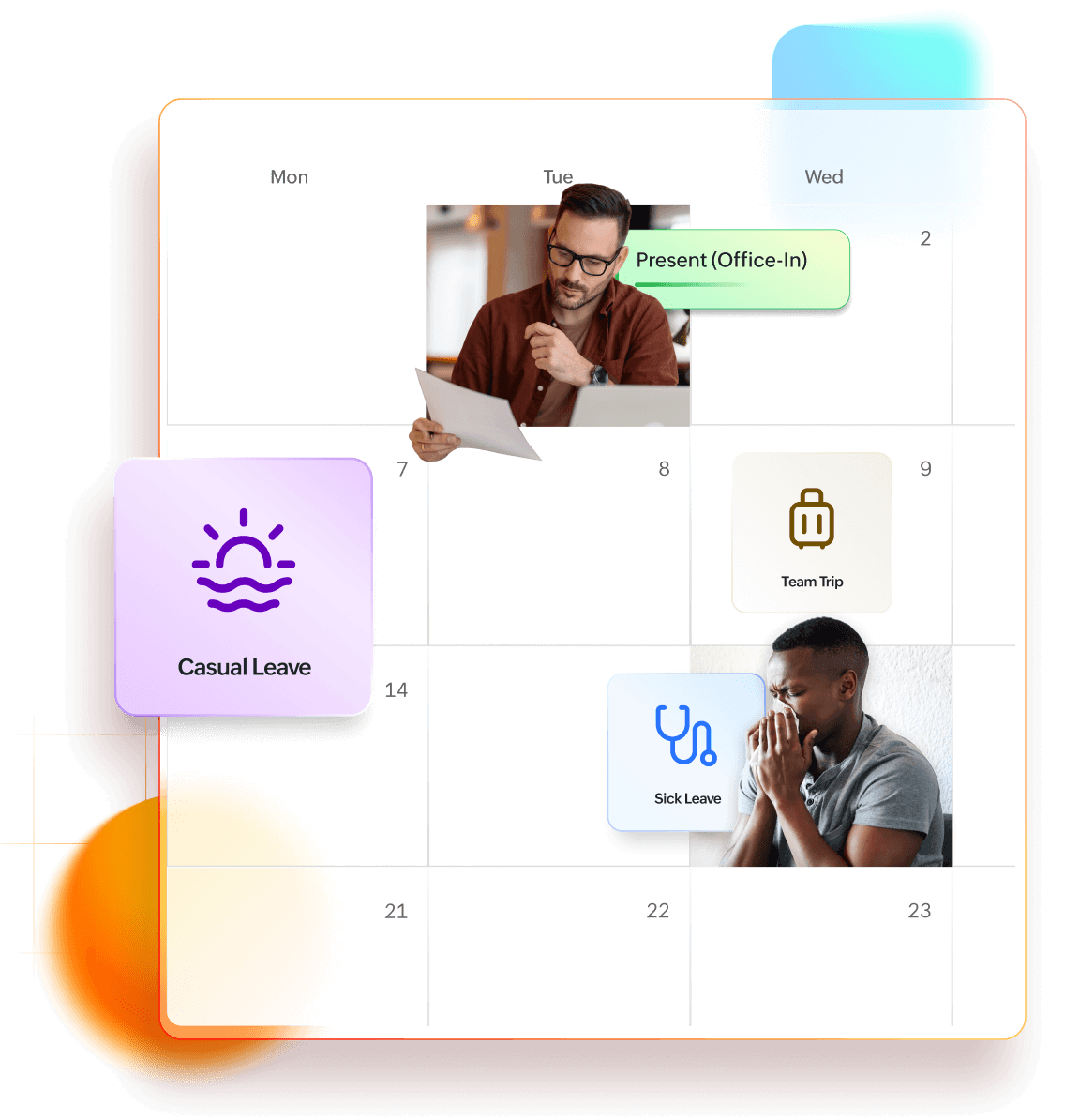 Time and attendance calendar in Zoho People Plus
