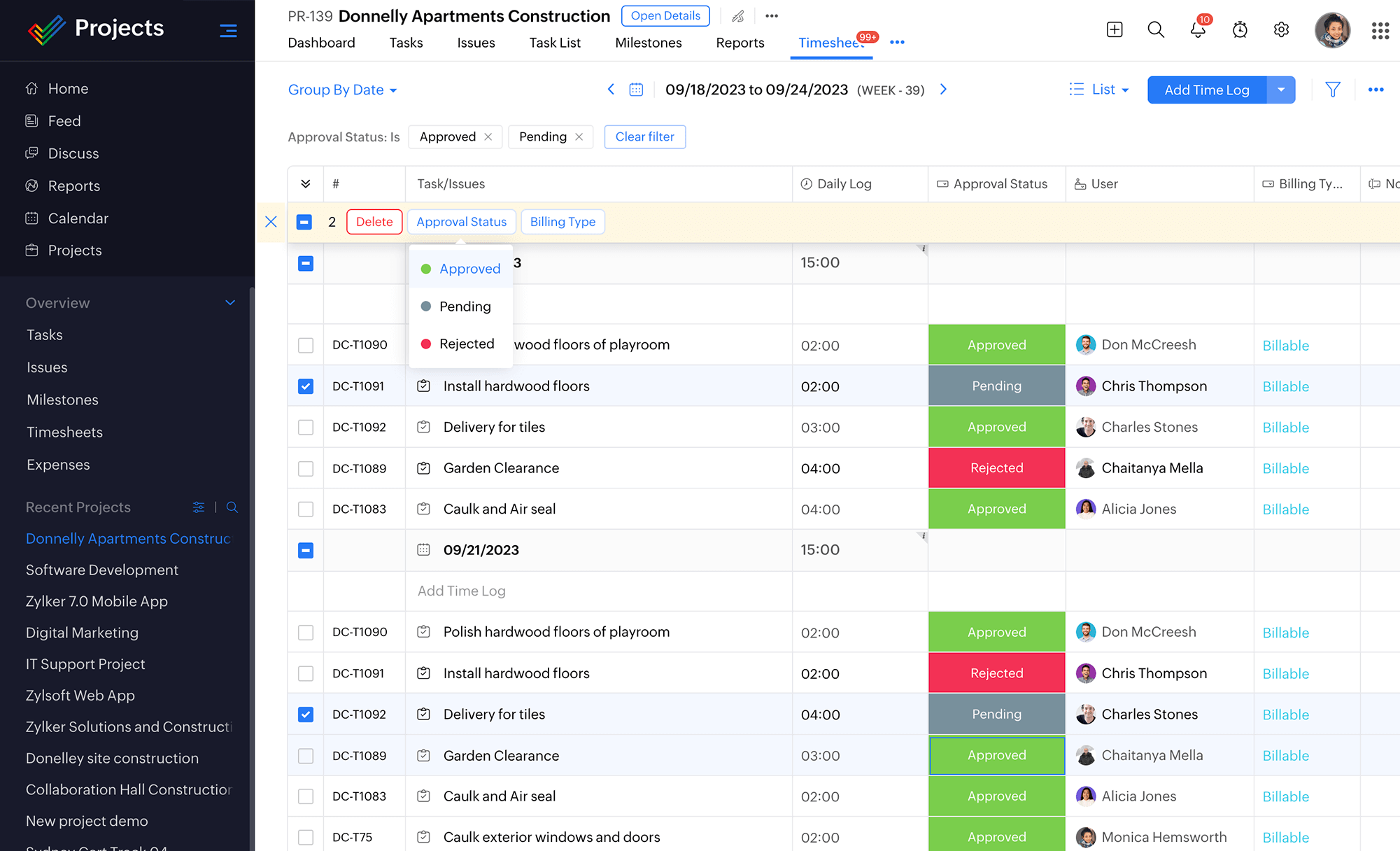 Project Timesheets | Timesheet Project Management - Zoho Projects