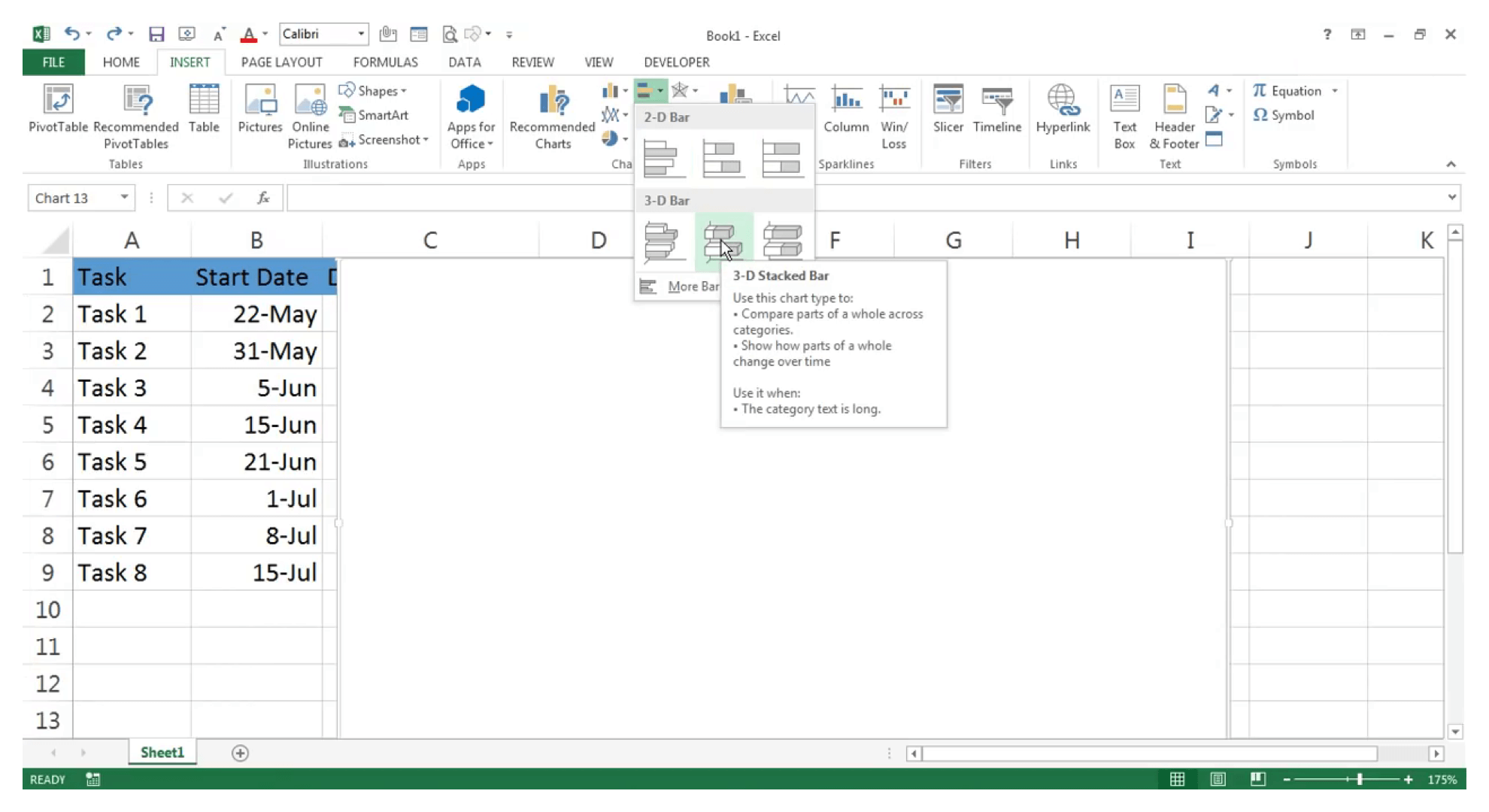 Cách tạo sơ đồ Gantt trong Excel