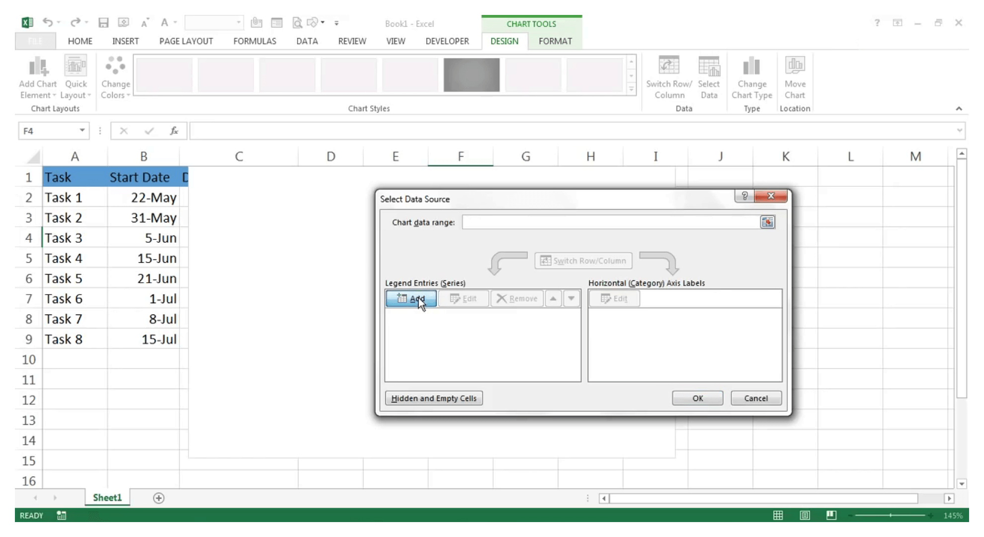 Cách tạo sơ đồ Gantt trong Excel