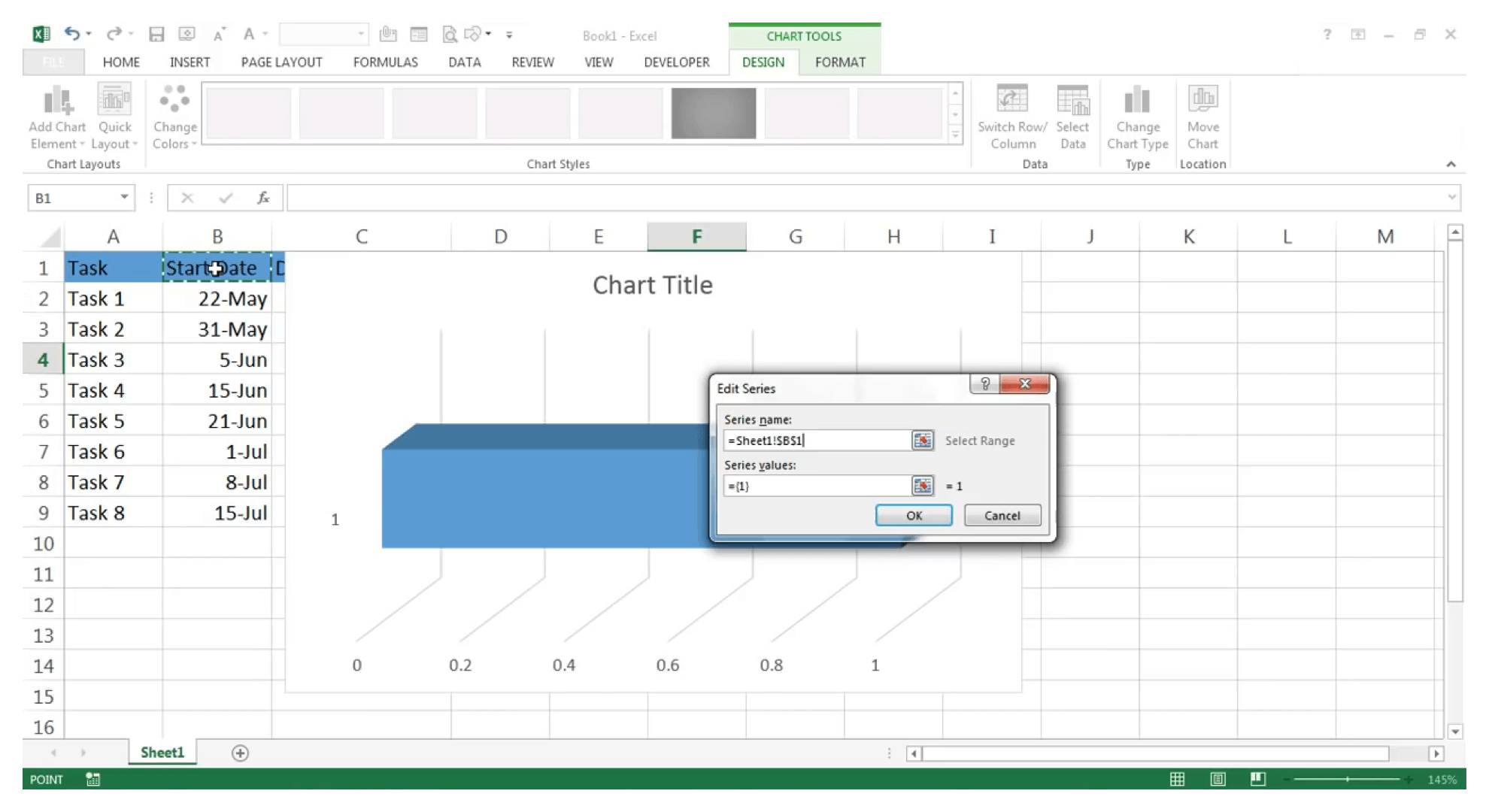 แผนภูมิแกนต์ใน Excel