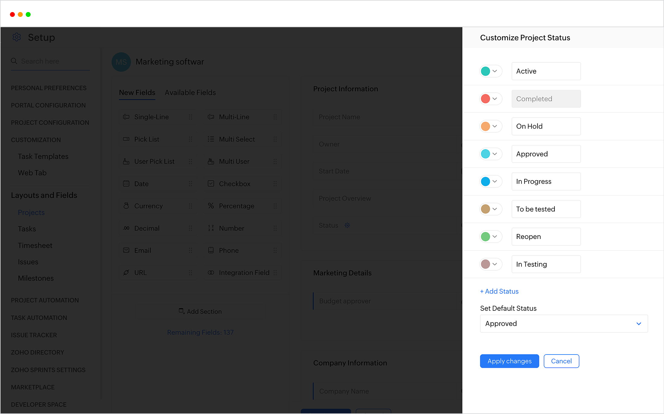 Lacak masalah - Zoho Projects