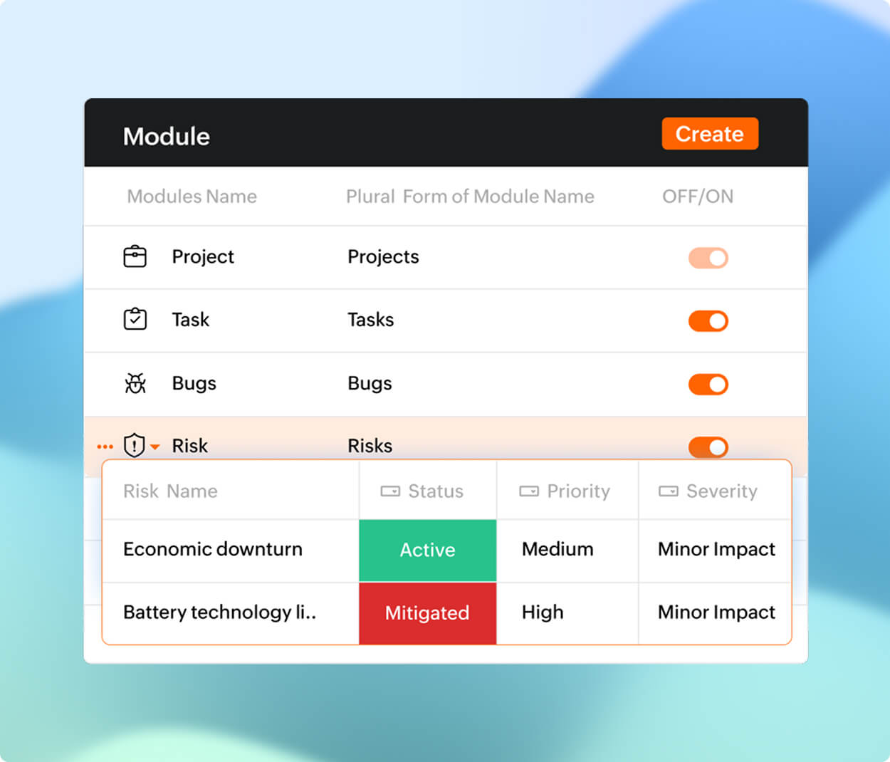 Drill down into every detail of your risk with Zoho Projects