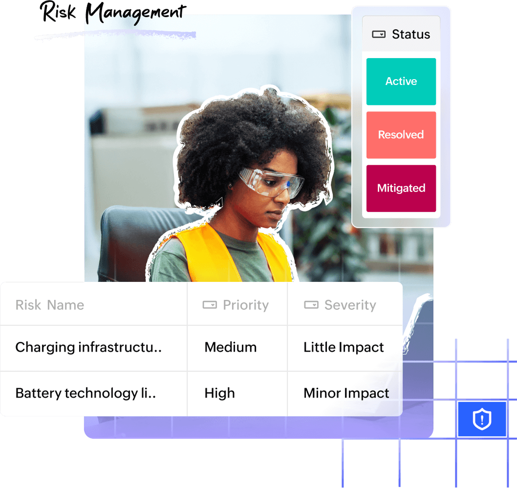 Create, customize, and manage your risk management module effortlessly with Zoho Projects