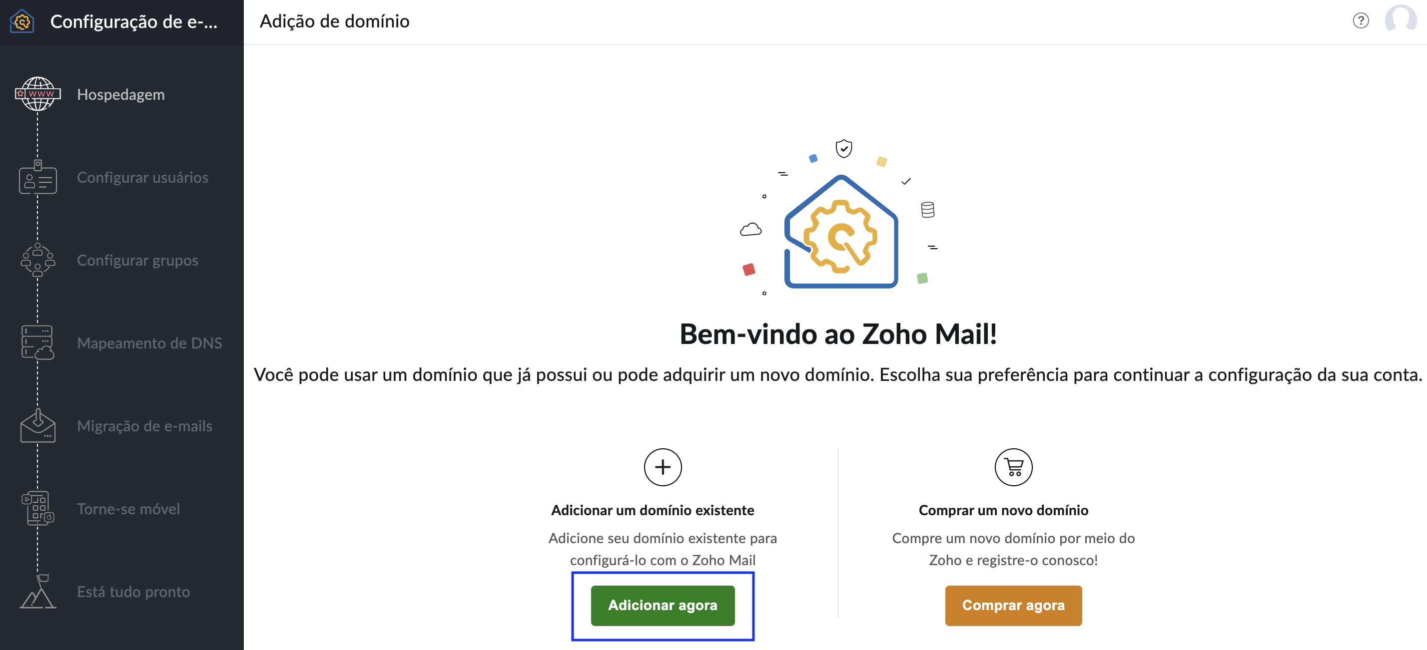 Adicionar domínio