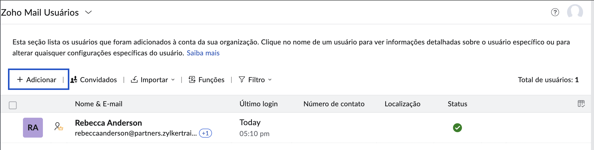 Adicionar usuários à sua organização