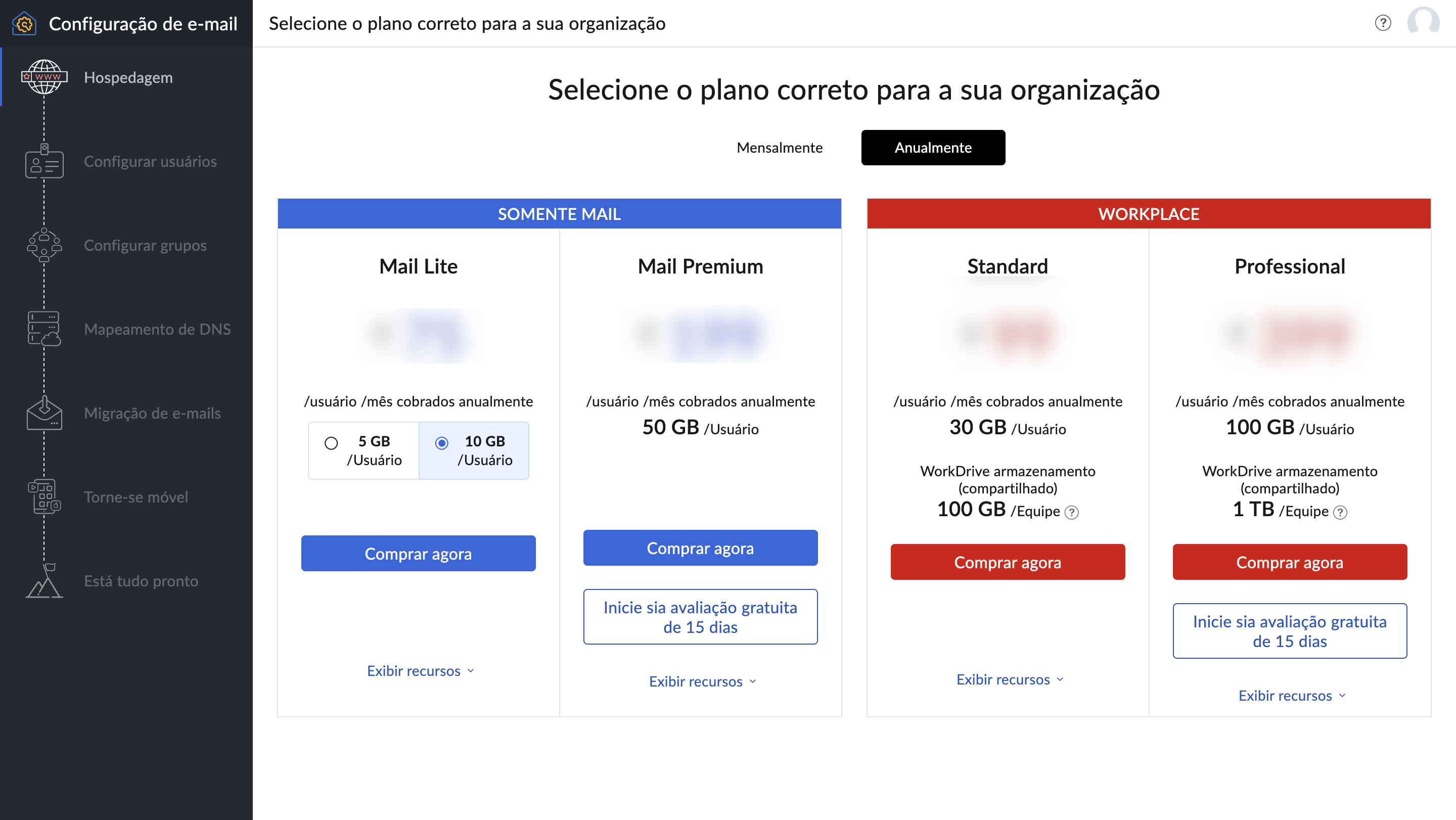 Escolha seu plano de preços