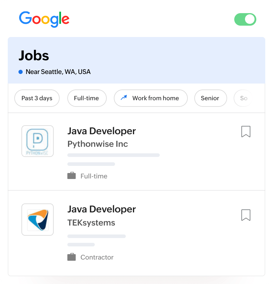 List jobs on Google