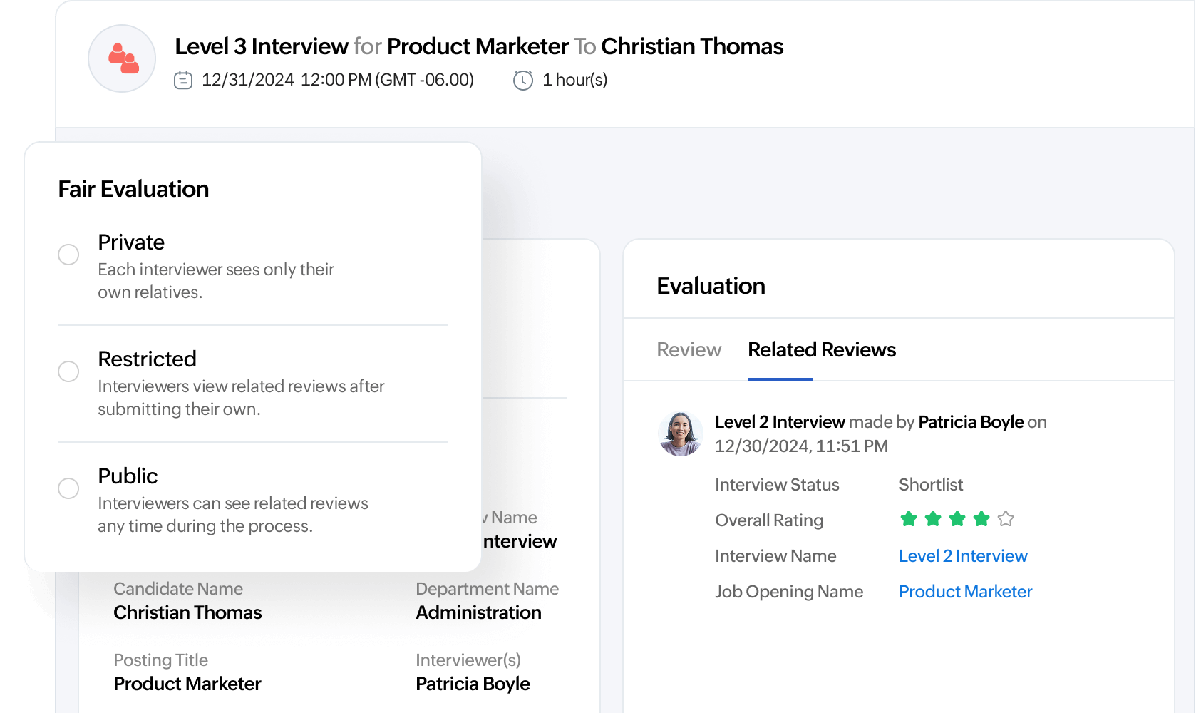 Reduce bias with fair evaluations by controlling who can view interview feedback