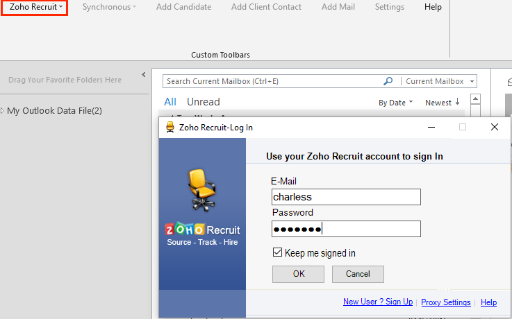 Zoho Recruit Plug-in for Microsoft Outlook