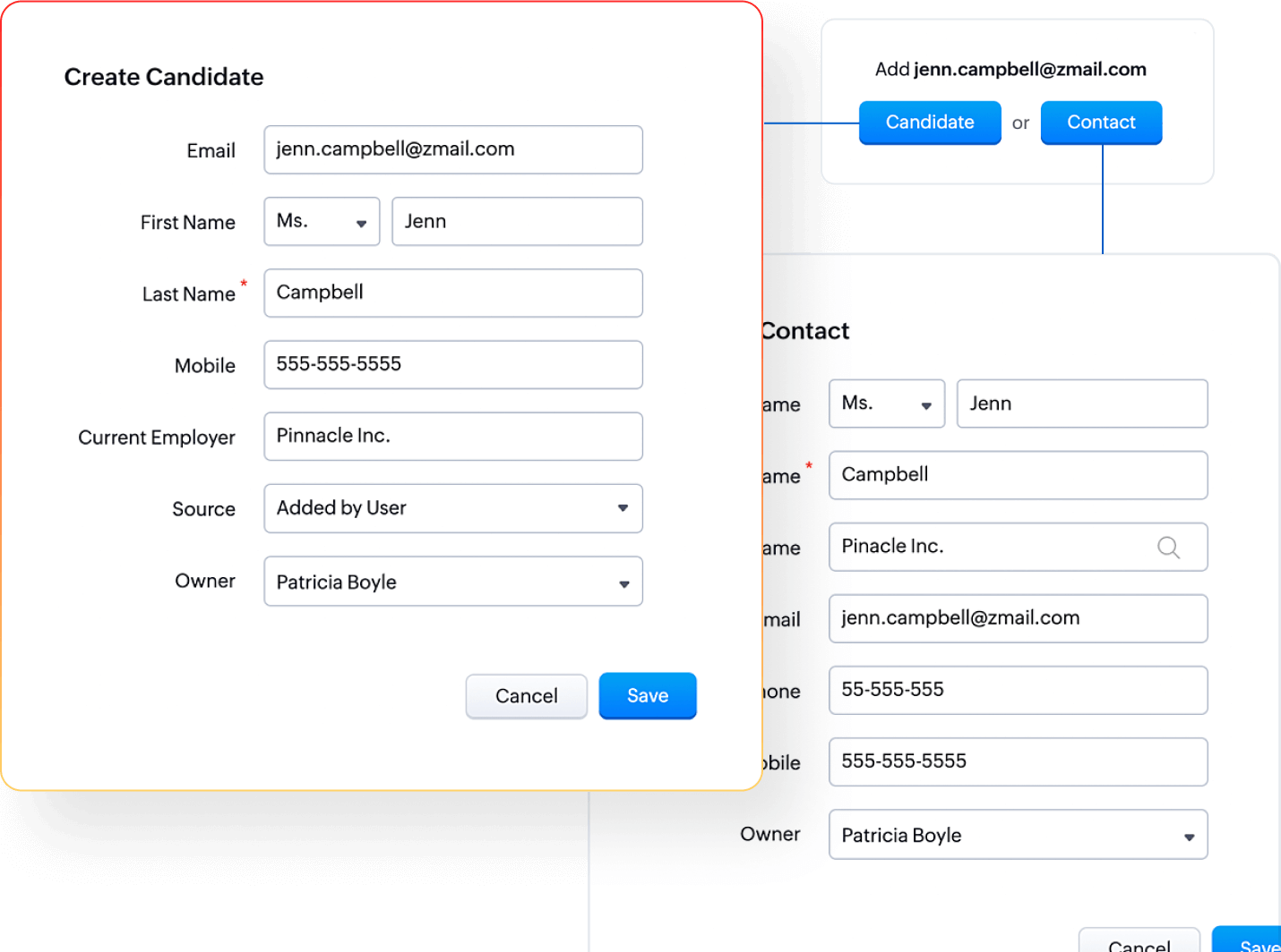 Automatically create candidate records from email conversations