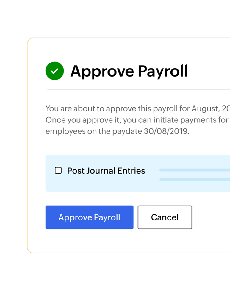 Pay run approval zoho payroll