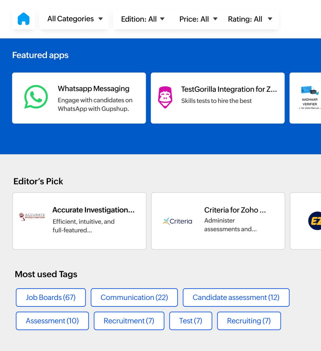 Browse from within Zoho Recruit