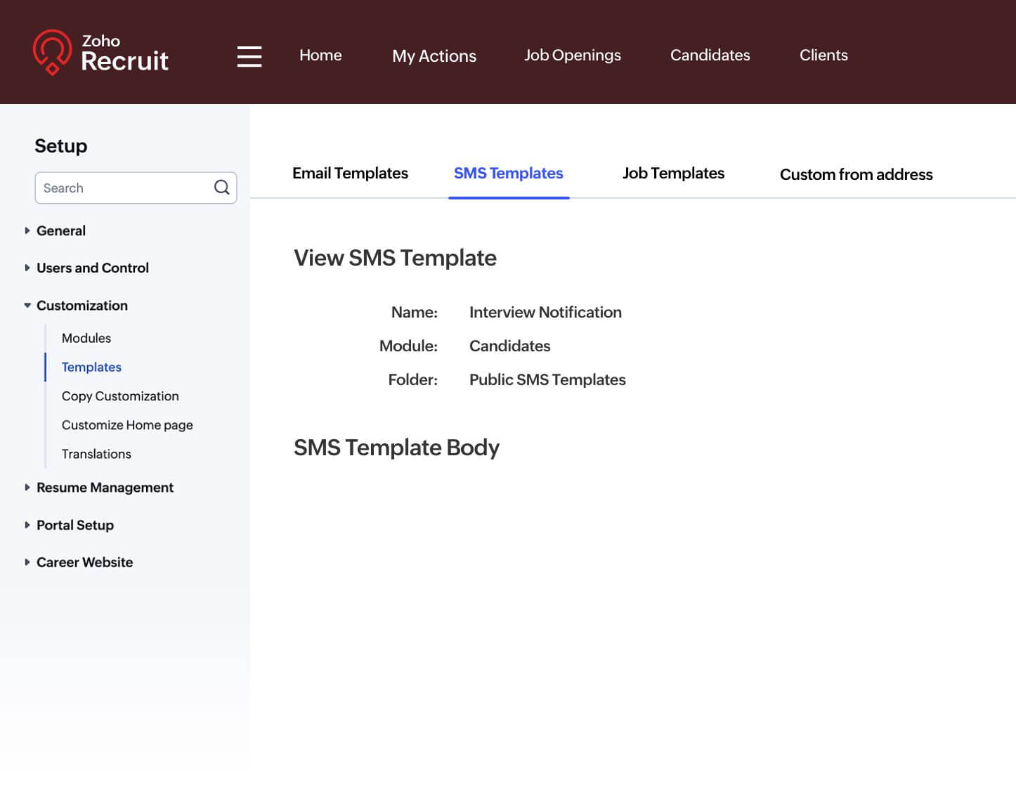 SMS templates