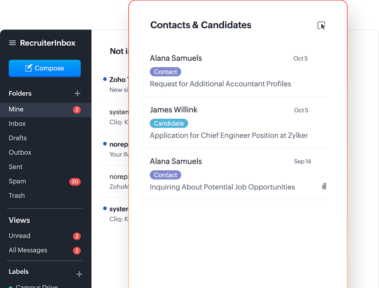 Sync candidate emails with the ATS