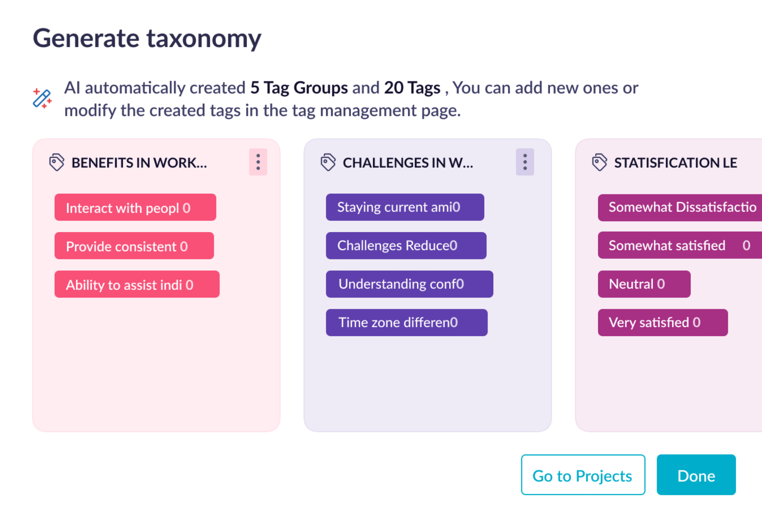 Generate tag taxonomy with AI or import via CSV