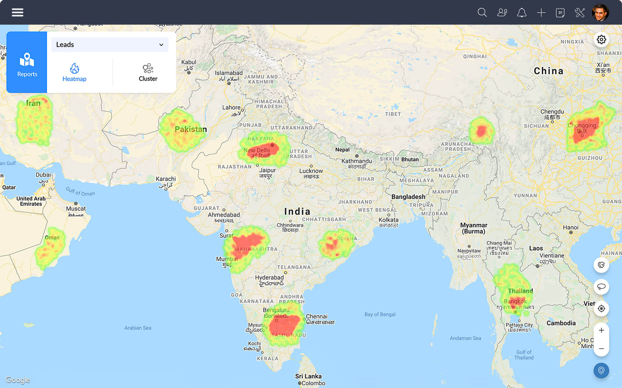 Map Reports Zoho RouteIQ Routenplanung in / mit Zoho CRM
