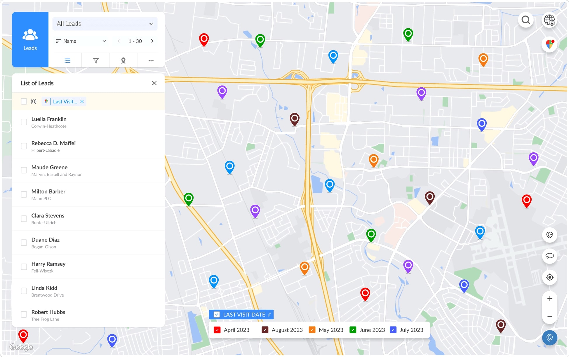 Map Visualization RouteIQ für Zoho CRM - Schlaue Routenplanung spart Zeit und Geld