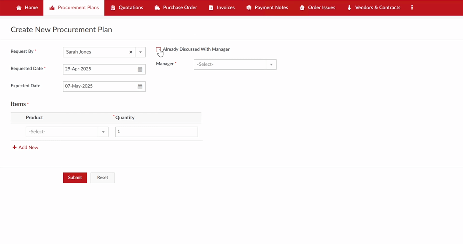 Procurement automation dashboard