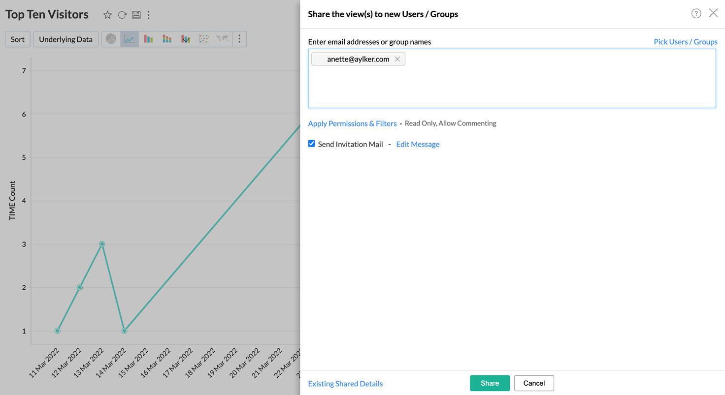 Mit Ihrem Team in SalesIQ Analytics zusammenarbeiten – Berichte mit Ihrem Team teilen