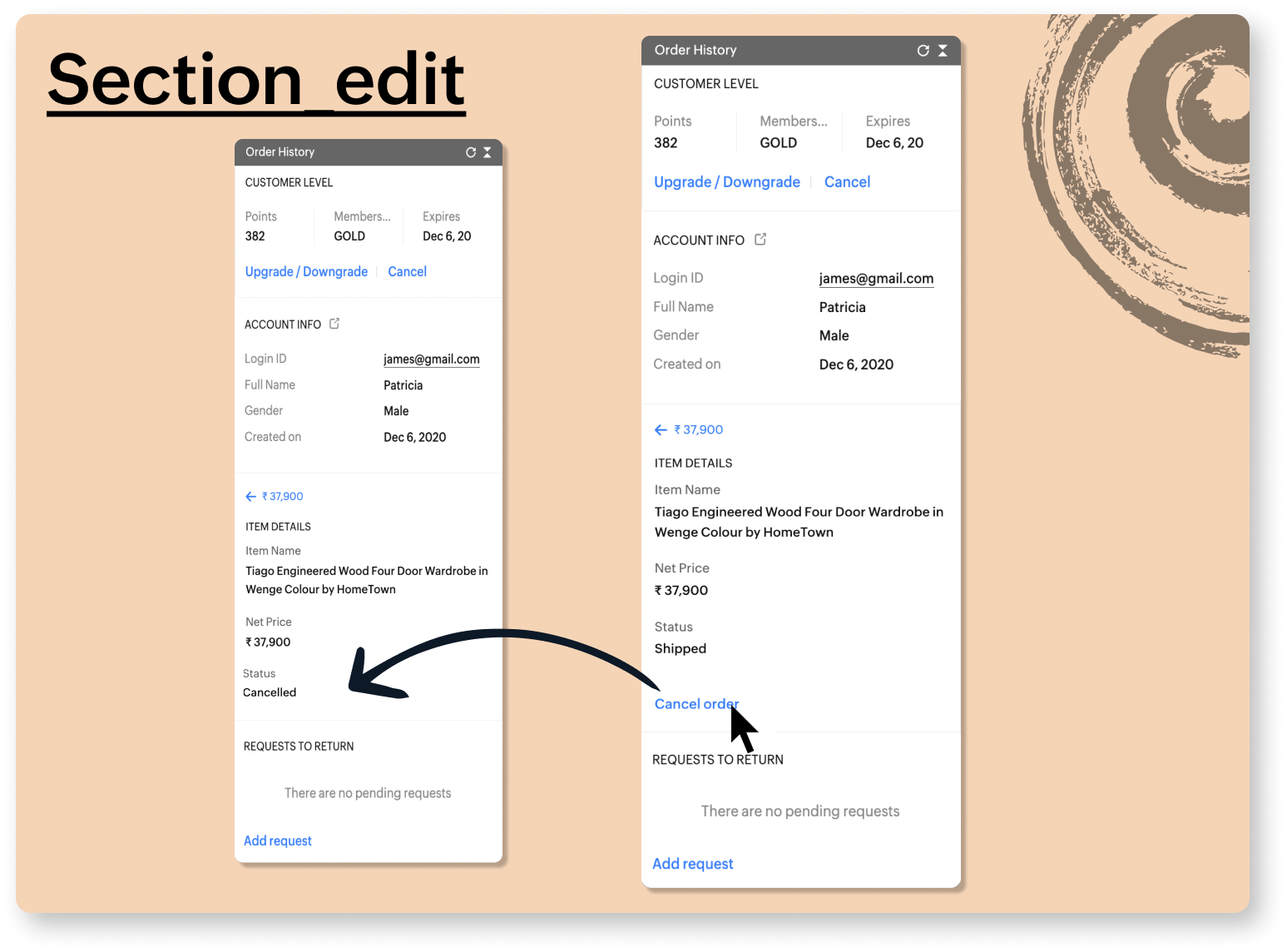 Widgets Response Type | Section Edit - SalesIQ Scripts