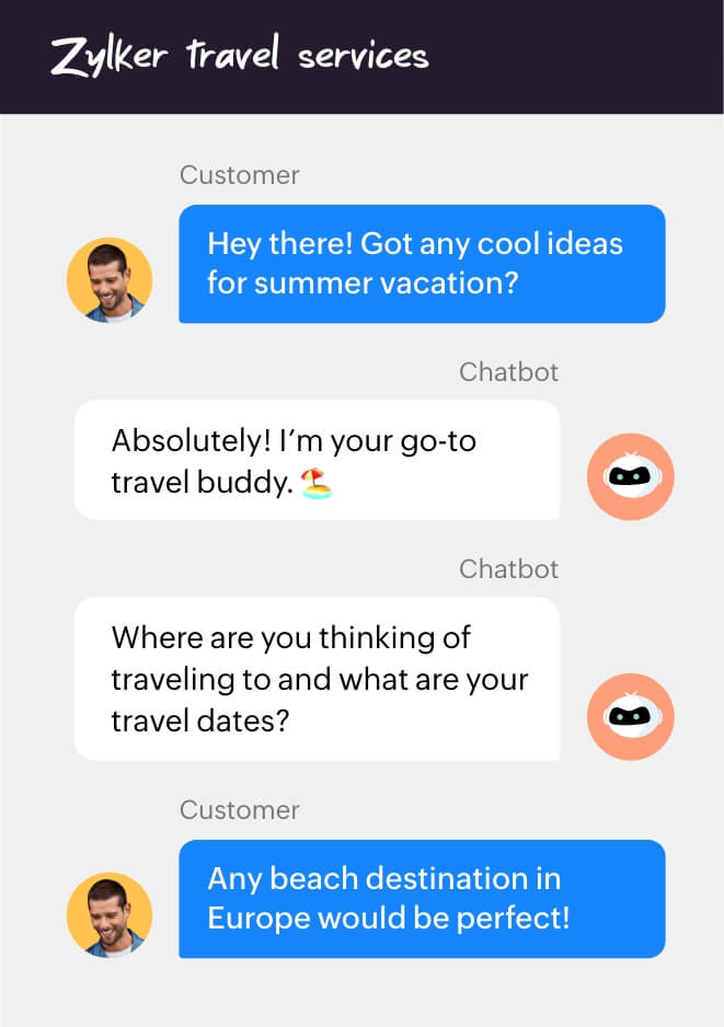 Travel agent’s live chat software