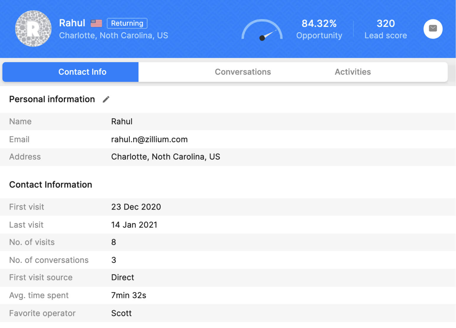 Track website visitors in real time