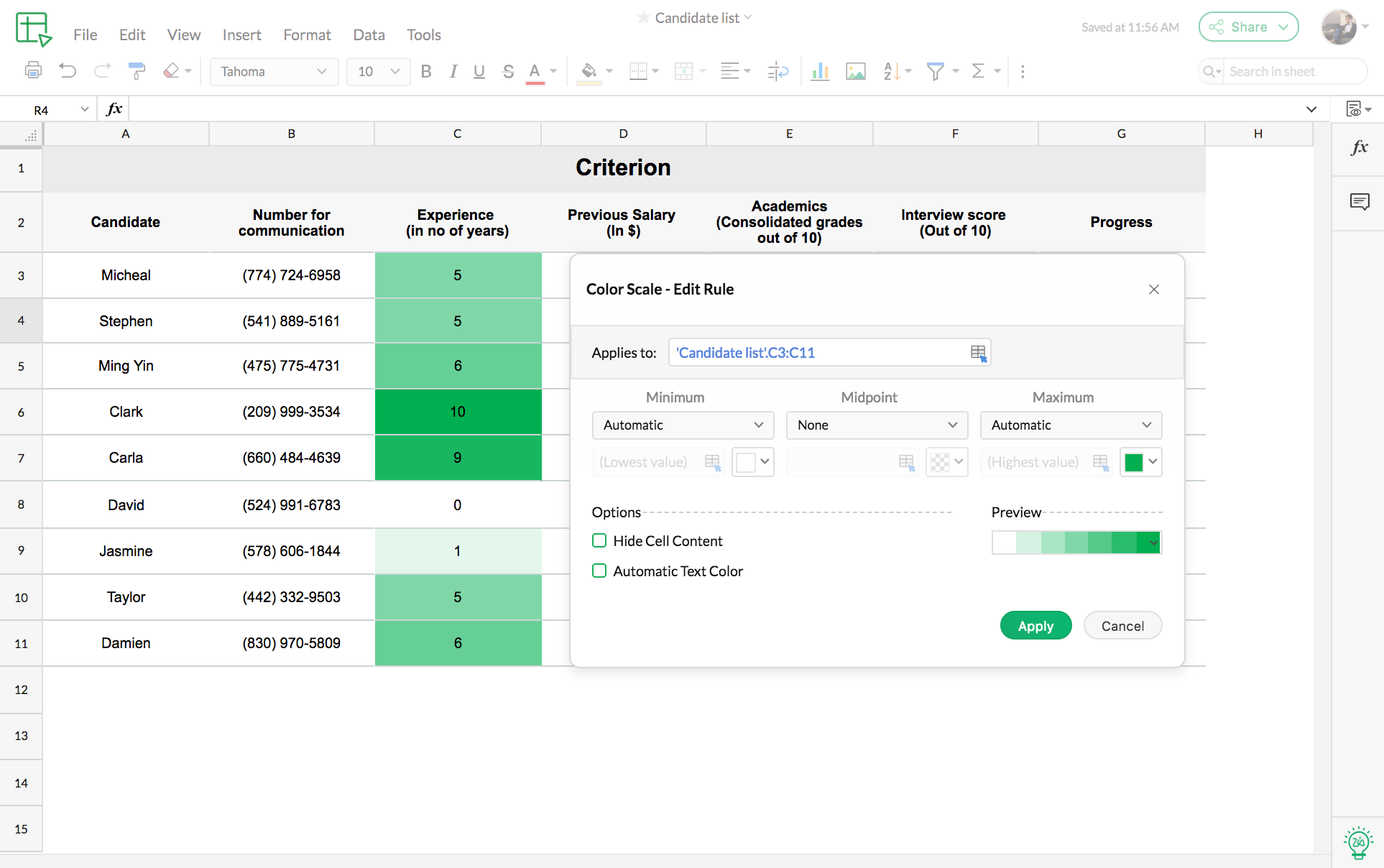 analysis formatting