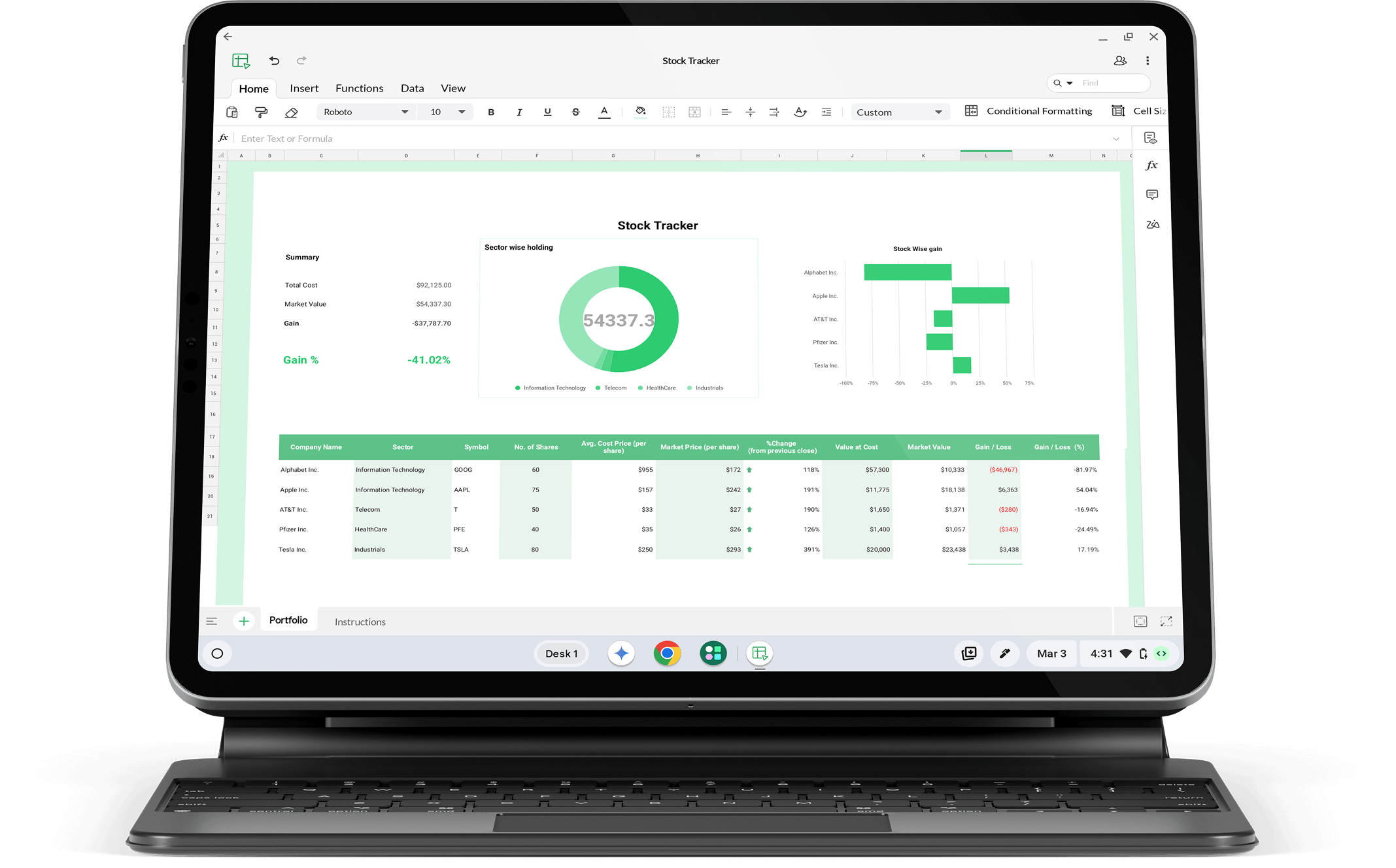 An overview of Zoho Sheet for Chromebook