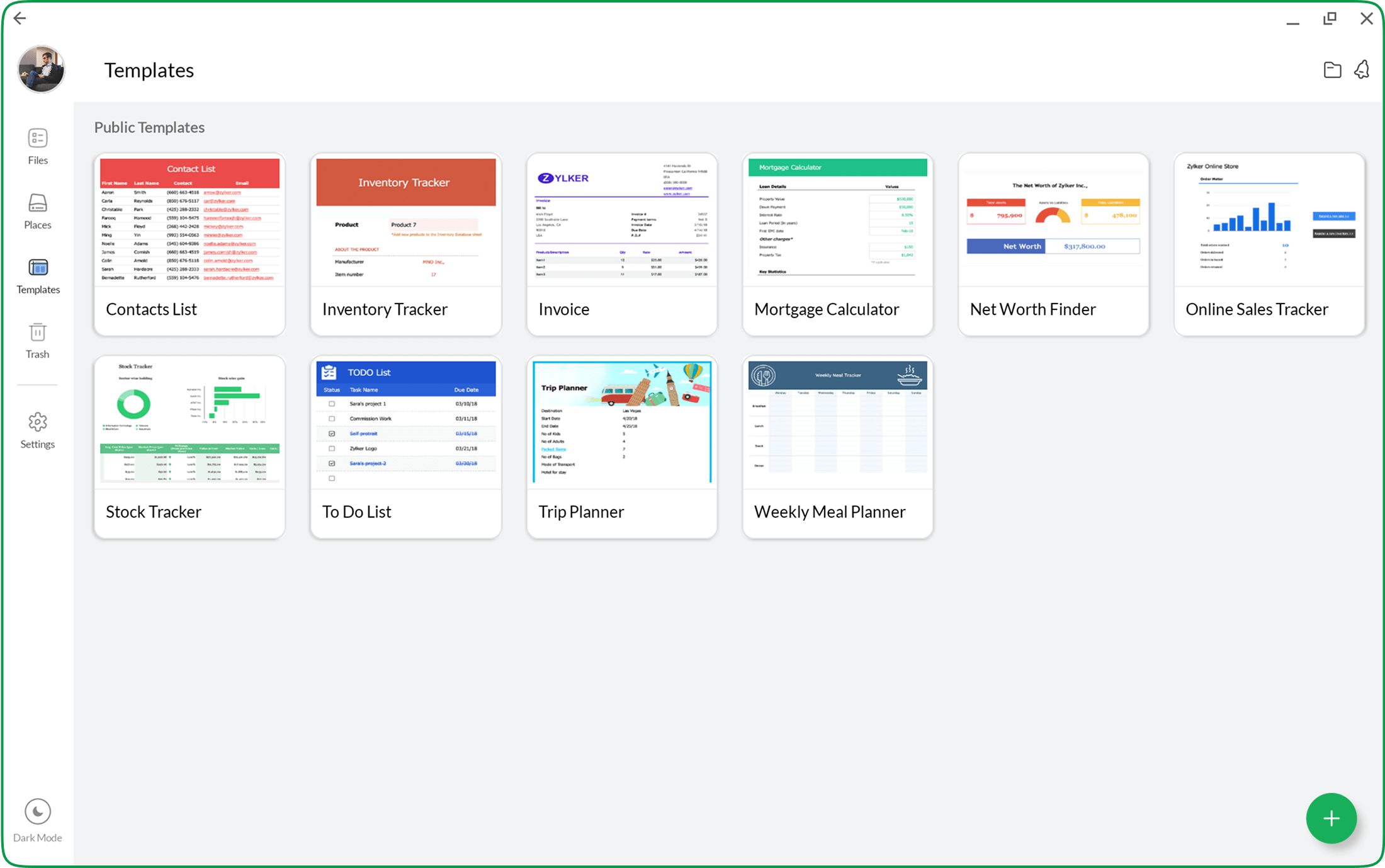 Select a pre-built template