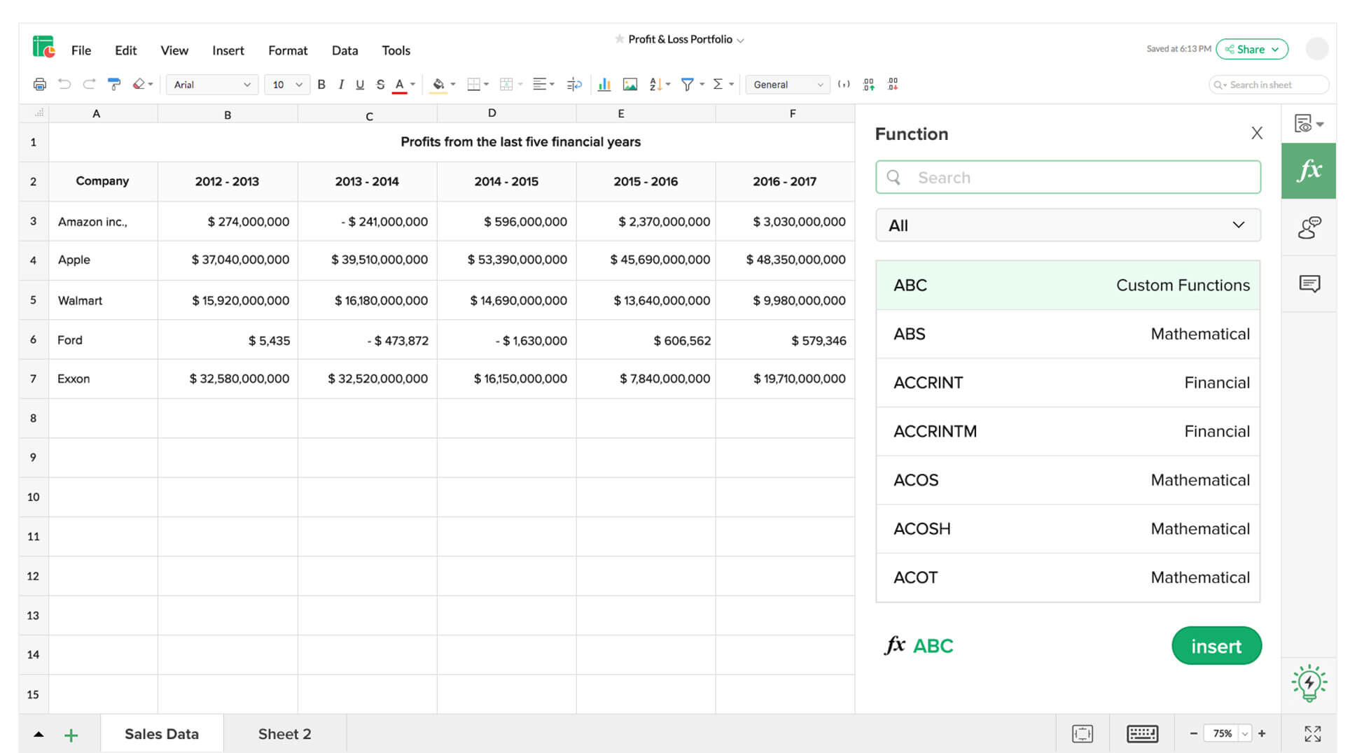 Software de planilhas online  Crie planilhas gratuitamente – Zoho Sheet