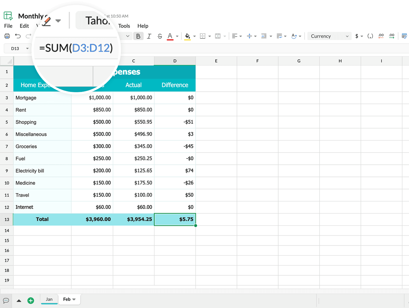 Spreadsheet nomenclature