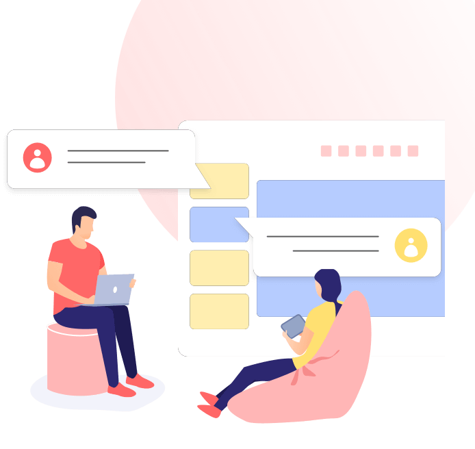 A team sharing a realtime feedback on a slide