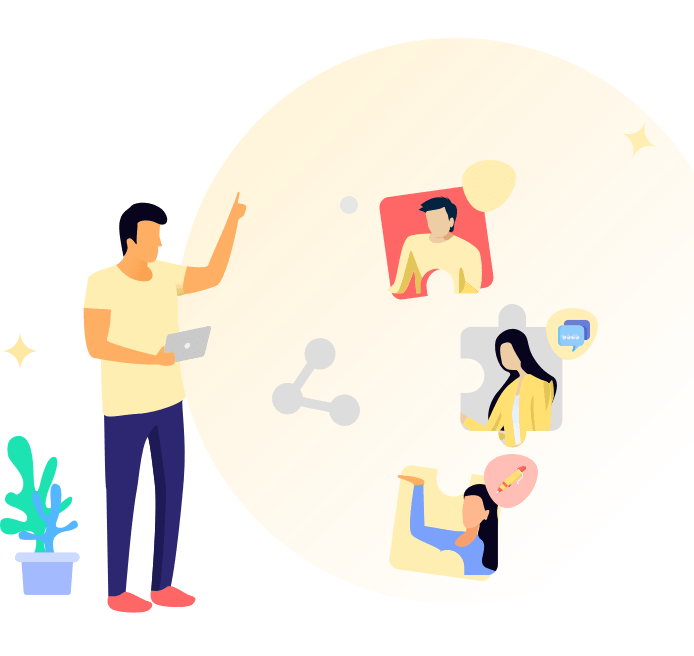 A team collaborating and connecting with others