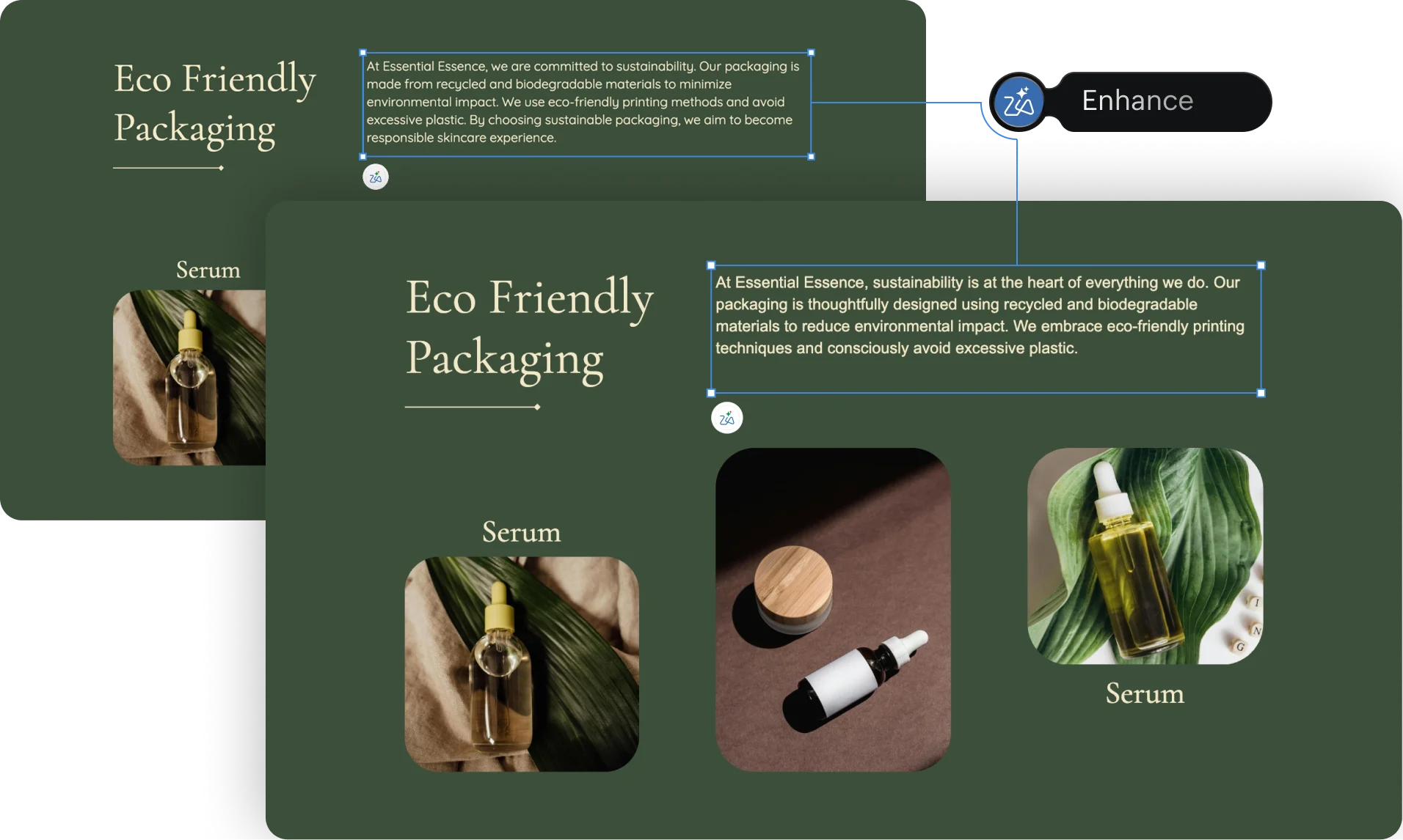 Zia AI enhancing presentation content with smart suggestions