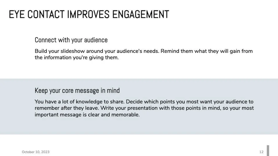 Eye contact improves engagement