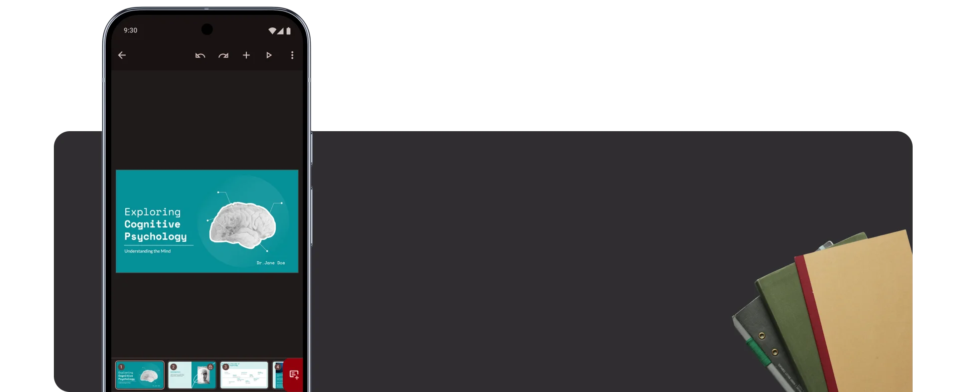 Show's Keep Fitness First presentation displayed in an Android device