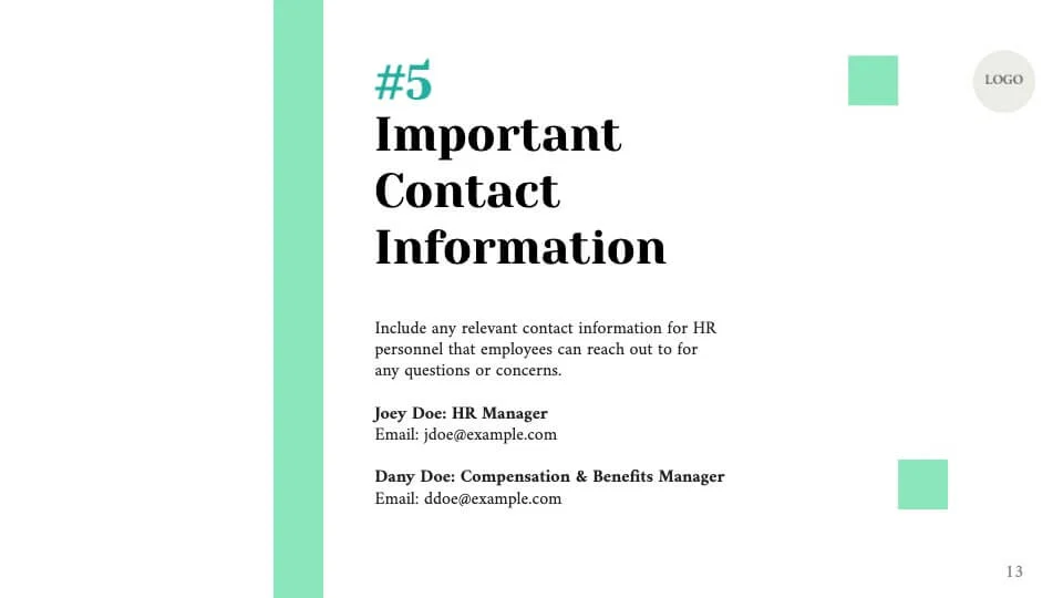 Important contact information