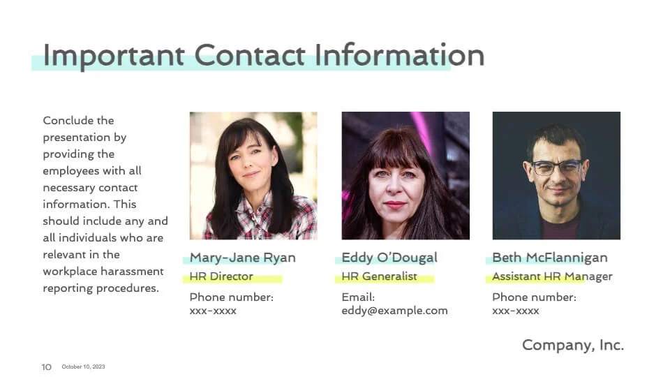 Important contacts