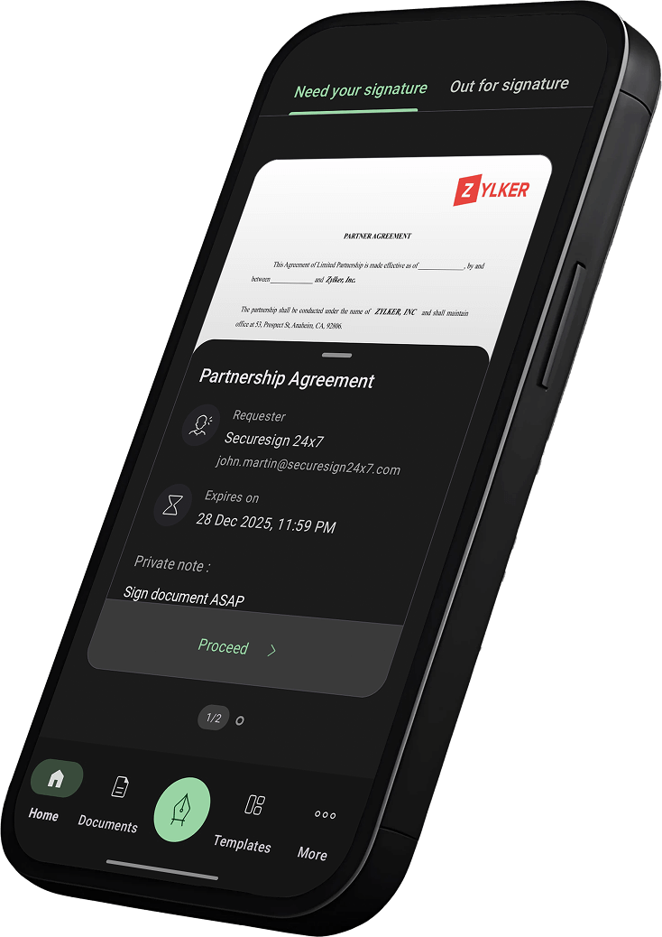 Zoho Sign on Android phone