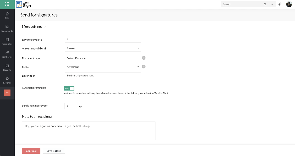 Additional workflow settings