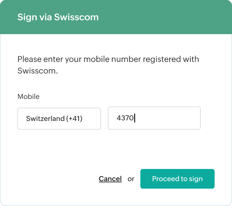 Sign Via - Swisscom OTP