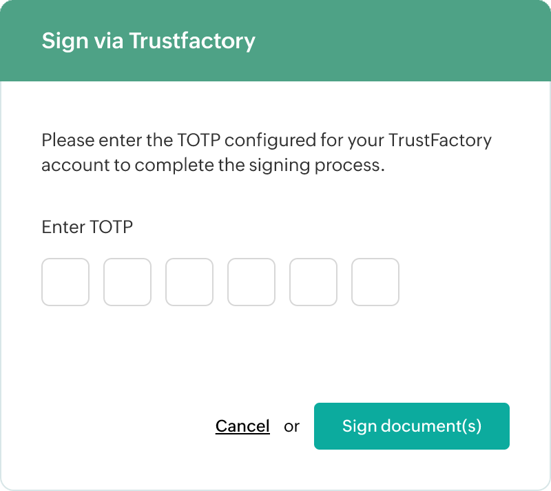 Sign Via - TrusFactory OTP
