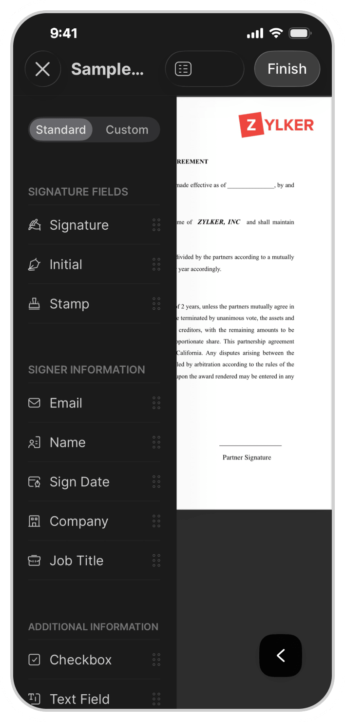 Apple Sign Easy E-sign in iOS | iPhone e-sign app with AI | Zoho Sign